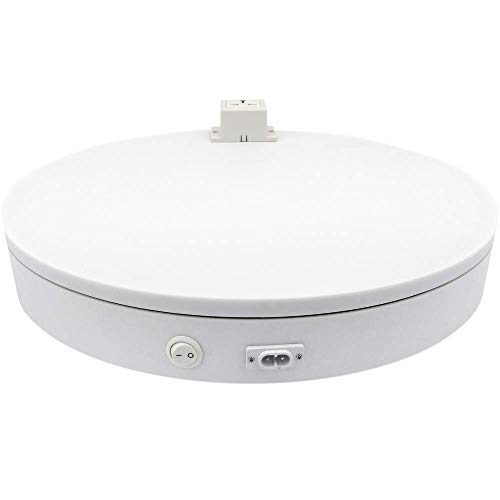 PrimeMatik - Base giratoria eléctrica de 50 cm. Plataforma rotatoria de color blanco con enchufe