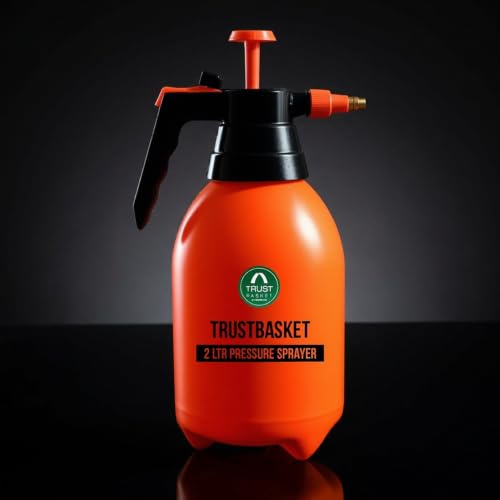 Image of TrustBasket Pressure Sprayer (2 Liter) - Orange | Pressure Spray Bottle for Plants | Gardening Water Pump Sprayer