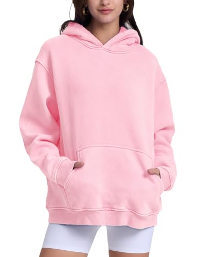 Image of FAIABLE Womens Oversized Acid Wash Hoodie Unisex Heavyweight Fleece Cotton Hoodies Vintage Washed Sweatshirt for Women
