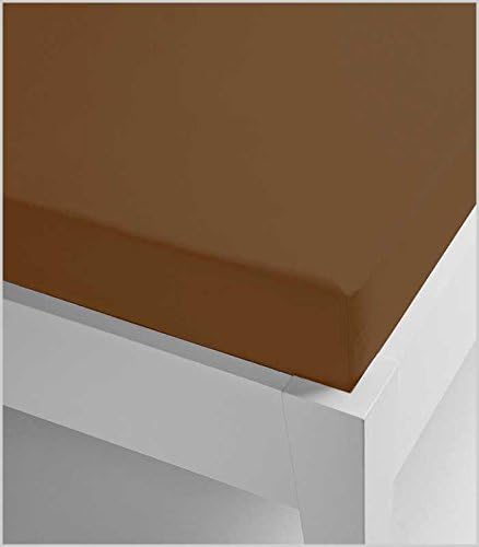 Miracle Home. Fitted Sheet, Elastic, Soft, Comfortable, Anti-Pilling. Cotton 50% 50% Polyester. Chocolate Brown. 90 x 200 cm