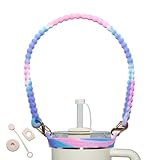 Water Bottle Cup Holder with Strap, Water Bottle Lanyard, Compatible with Stanley Water Cup Accessories,Water Bottle Handle Accessory,Suitable for Water Bottles Up to 40oz (Pink Bule)