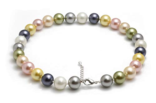 Schmuckwilli Südsee Tahiti Damen Muschelkernperlen Perlenkette Collier Halskette MK Perlen Shell Perlen echt Muschel multifarbig 45cm 14mm mk14mm143-45 Cover
