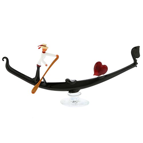 GlassOfVenice Murano Glass Venetian Gondola with Gondolier - Large