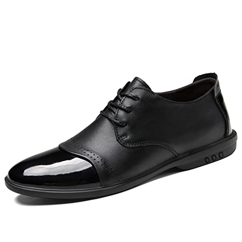 Aufzug Schuhe Herren In Leder-Schnürschuh Leicht Formal Oxfords-Elevator Schuhe-6cm rößer,Schwarz,43 EU