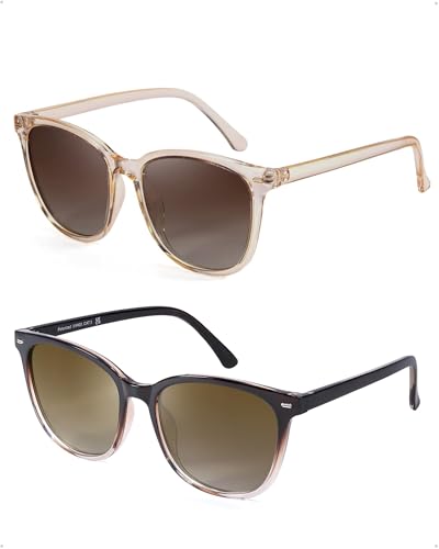 Image of 2 Packs Sunglasses for Women Polarized UV400 Protection Lens Big Frame Fashion Glasses Trendy Stylish Shade