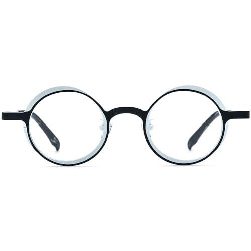 Image of FONEX Colorful Pure Titanium Glasses Frame Women Retro Round Eyeglasses