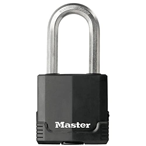 MASTER LOCK Cadenas Très Haute Sécurité [A Clé] [Acier Laminé Recouvert] [Extérieur - Anti-rouille] [Anse L] M515EURDLH - Idéal pour les remises, les garages, les clôtures et les portails