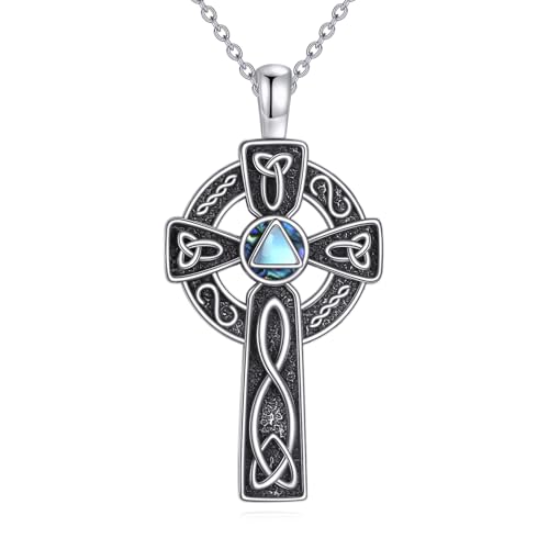 Collier avec croix celtique AA en argent 925 sterling, pendentif mixte de style celte