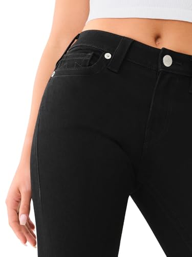 True Religion Women's Becca Mid Rise Boot Cut Single Needle Stitching Jeans Pant - Black Body Rinse4
