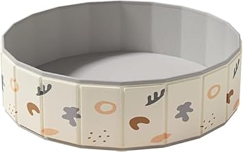 Swimming Pool, Folding Plastic Pool for Kids, No Air Pump Required, For Dogs and Pets, Bathrooms, Indoors, Outdoors, Gardens, Easy Storage, Airtight, Water Play, Safe and Secure, 31.5 inches 80 cm, Beige
