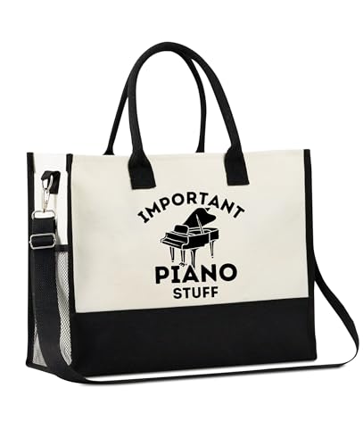Bolso tote de lona para pianistas, regalo para mujeres, mamás, abuelas y chicas, con cierre de cremallera superior y correa para hombro, ideal para cumpleaños y Navidad miniatura 1