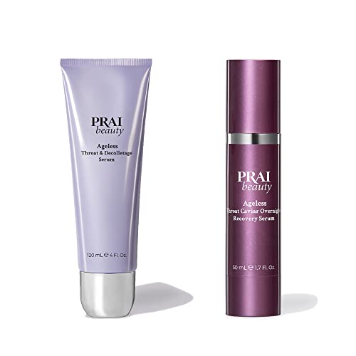 Prai Beauty Ageless Throat & Decolletage Duo - Ageless Throat & Decolletage Serums For Morning And Night - Anti-Aging Neck Serums - Lock In Moisture, Boost Collagen, Fills Wrinkles #TOP25