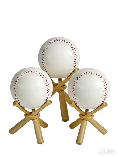 Ruocce Baseball holder Wooden baseball display holder Ball display bat Wooden holder show center piece table for baseball enthusiasts.(1 Pack)
