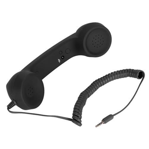 GOWENIC Auricular de Teléfono Retro con Receptor de Teléfono Celular de 3,5 Mm, Auricular USB para Teléfonos Celulares, Altavoz y Micrófono de Alto Volumen, para Móviles (Black)
