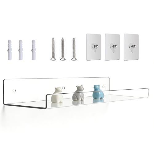 Baldas Flotantes De Acrílico Para Pared | Repisa De Almacenamiento Transparente | Estante Expositor de Pared | para Oficina Salón Cocina Dormitorio Estudio Tienda Hotel Libros Plantas Portafotos
