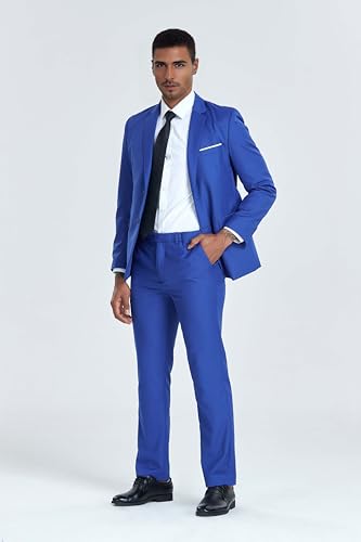 Navy Suits for Men Slim Fit Notch Lapel Formal Wedding Prom Dinner Suit Men Dress Two Button Blazer Pants Set 2XL2