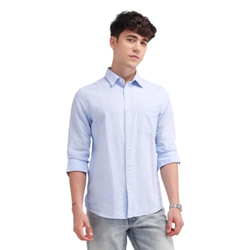 Image of Flying Machine Men's Slim Fit Shirt | Solid | Long Sleeves | Shirt for Man