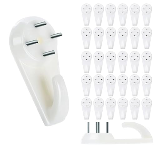 Image of 50 PCS 1.2In Large Invisible Nail Hangers,Powerful Drywall Picture Hooks to Stucco Without Drilling Cinder Block Wall Hangers Fasteners Traceless Hardwall Hangers with Hook Handrail