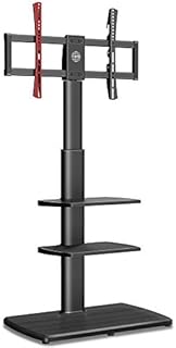 FITUEYES Tall TV Floor Stand Wood Base for 32-70 TV Swivel Cantilever TV Mount Stand 2 Adjustable Shelves Easy Assembly Holds 40kgs Black