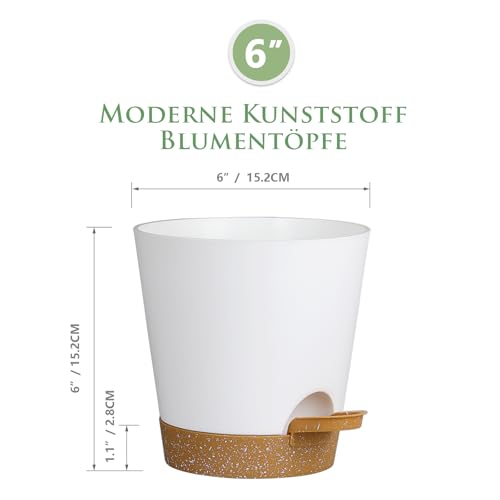 Homeuouz-6-Packs-Blumentopf-Selbstbewassernd-152cm-Pflanzentopf-mit-Bewasserungssystem-Ubertopf-mit-Brown-Untersetzer-Blumentopfe-Set-Ideal-fur-Innen-und-Balkongarten-Weis | Dealmeister.io Alt tag für bilder post titel