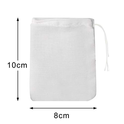 nuoshen 50 Pack Katoen Mousseline Trekkoord Zakken, 10*8cm 100% Katoen Herbruikbare Mesh Zakken Thee Koffie Filter… - Image 4