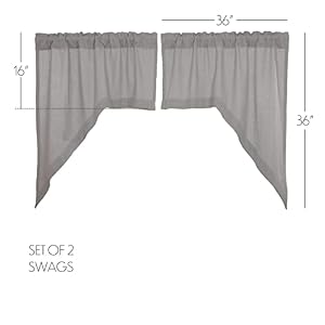 VHC Brands Burlap Dove Grey Farmhouse Curtains Swag Set of 2 36x36x16 VHC Brands Burlap Dove Grey Farmhouse Curtains Swag Set of 2 36x36x16