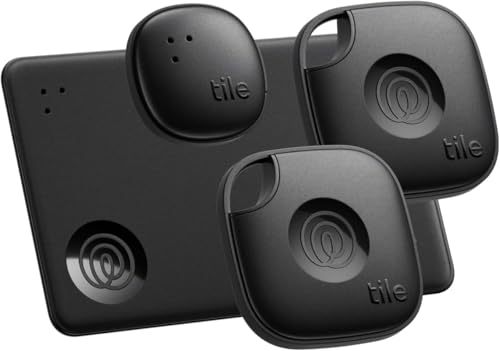Tile by Life360 Essentials Bluetooth Trackers & Item Locators for Keys, Wallets, Remotes & More; Easily Find All Your Things. Both iOS and Android Compatible. 4-Pack (Mates/Slim/Sticker)