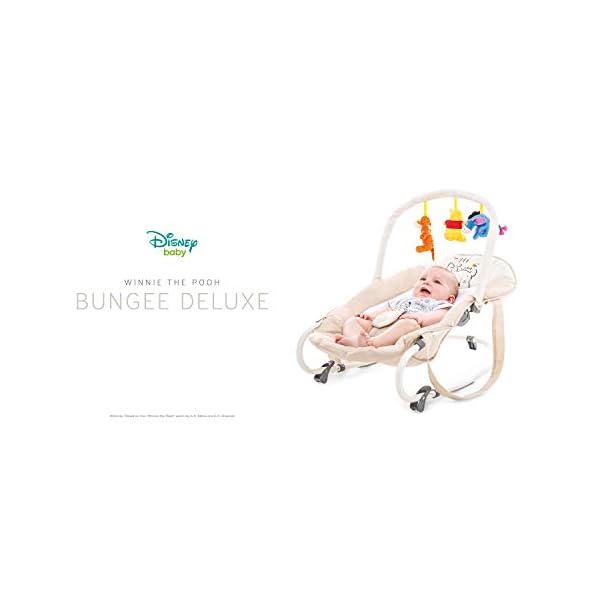 Hauck Disney Babywippe mit Spielbogen Bungee Deluxe für Babys ab Geburt bis 9 kg, Verstellbare Rückenlehne, 3-Punkt-Hüftgurt, Tragegriffe, Wippfunktion (Pooh Cuddles) – Bild 7