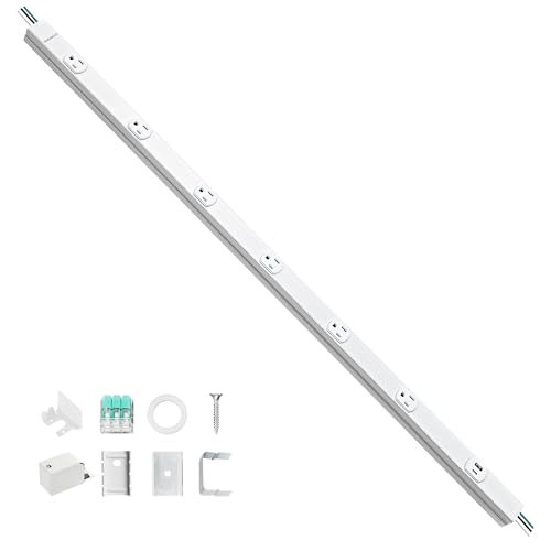 SURAIELEC Under Cabinet Power Strip Hardwire 36-in 6 Tamper Resistant Outlets with USB-A & USB-C Seamless Under Cabinet Outlet Customizable Length Power Strip for Kitchen ETL Listed White