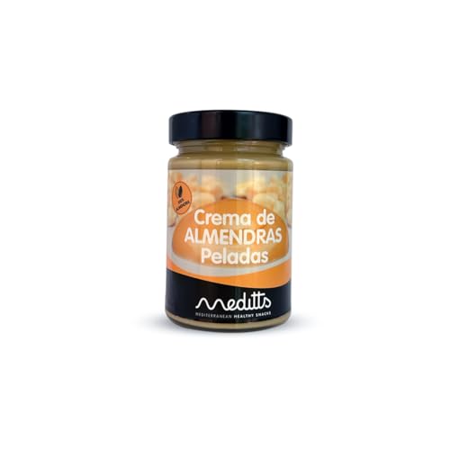 Meditts - Crema de Almendras Peladas 350 gr | Mantequilla de Almendras 100% Natural | Sin Azúcar Añadido | Apta para Dieta Keto, Vegana y Vegetariana | Sin Conservantes | Rica en Proteínas y Fibra