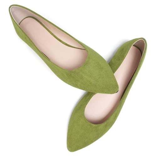 Image of Dear Time Women's Pointed Toe Ballet Flats Simple Casual Office Work Flats Slip-on Comfortable Shoes