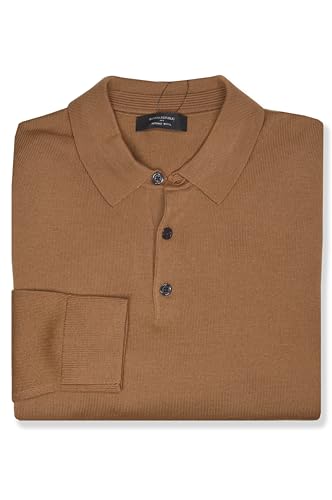 Banana Republic Mens 776571 Merino Wool Long Sleeve Polo Sweater, (Large, Camel Brown)