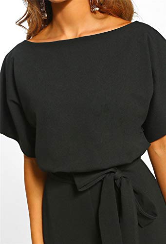 Chartou Women'S Short Sleeve Bow Tie Wide Leg Cropped Capri Romper Palazzo Pants Jumpsuit  thumb #3