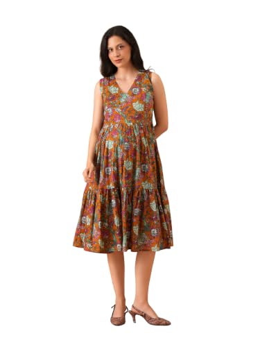 Image of The Mom Store Maternity and Nursing Sleeveless Dress for Women | Casual Dress | Pre and Post Pregnancy Wear | Printed Stylish Dress for New Mom | Trendy Dresses for Women's