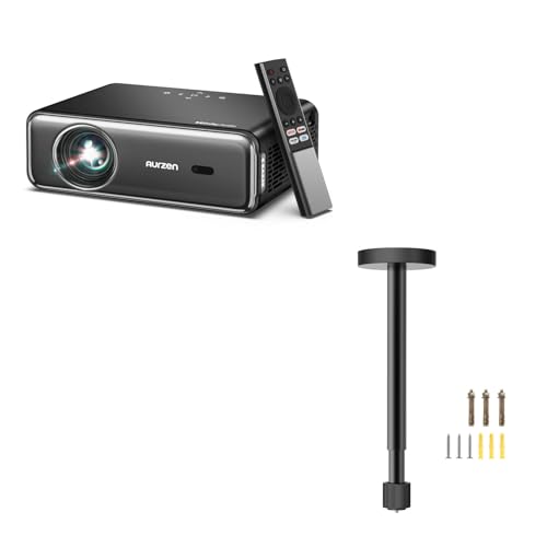 Image of Aurzen Eazze D1 Pro Smart Projector with Mount Drop Ceiling, Netflix-Officially-Licensed, Auto Focus & Keystone, DoIby Audio, Zoom, Native 1080P Movie Projector