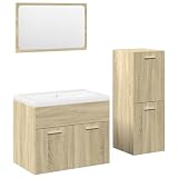 vidaXL 4-delige Badkamermeubelset bewerkt hout sonoma eikenkleurig, badkamerset, badkamerkastje, badmeubel, wastafelmeubel, badkamer kast