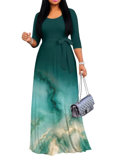 Image of Women's 3 /4 Sleeve Maxi Dress with Pockets