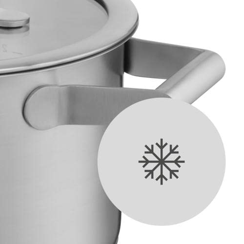 Foto von WMF Comfort Line Topfset Induktion 5-teilig, Kochtopf Set mit Glasdeckel, Cromargan Edelstahl mattiert, Skalierung, Töpfe Set stapelbar, unbeschichtet