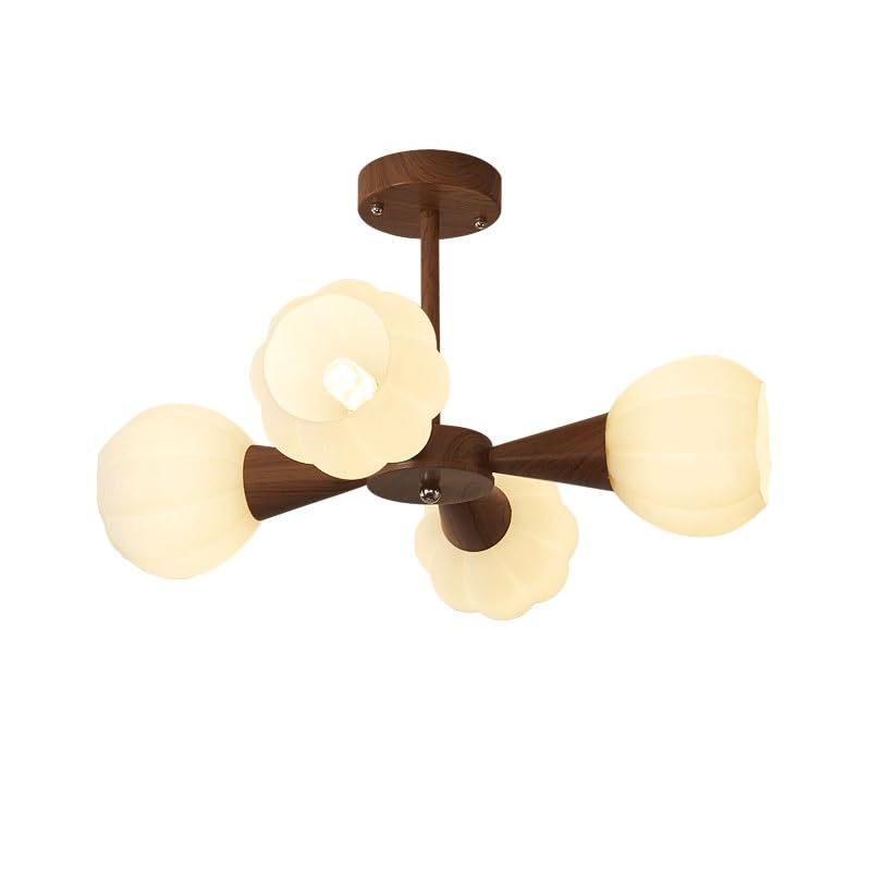 Lampe suspendue fleur en noyer pour réchauffer l'ambiance de la chambre