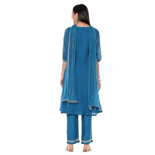 Image of BIBA Women Polyester Blend Embroidered Festive Kalidar Suit Set