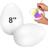 BESTOYARD 2Pcs 8-Inch White Craft Foam Eggs for DIY Polystyrene Decorations, Painting, School Projects, and Festival Crafts
