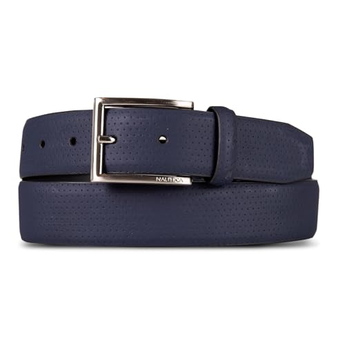Nautica Mens Double Stitch Dress Leather Belt for Suits and Pants