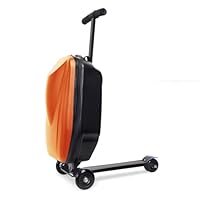 LPYDP Ride On Luggage Scooter，2- in- 1 Folding Carry on Hardshell Ride on Scooter Suitcase，Multifunctional Ride on Travel Trolley Scooter Combo Suitable for Children Aged 4-15 Years(Orange)