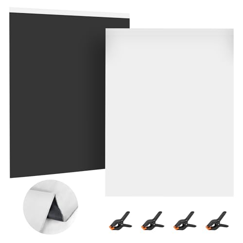 SEDGEWIN Toile de fond 2 en 1 - Noir et blanc - Double face Chromakey - 1,5 x 2 m - Pliable - Avec 4 pinces - Pour studio photo YouTube, vidéo, streaming en direct