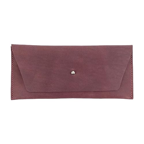 Image of Hide & Drink, Long Utility Pouch, Stylish Wallet for Carrying and Storing Cash, Clutch Bag, Full Grain Leather, Handmade, Sangria