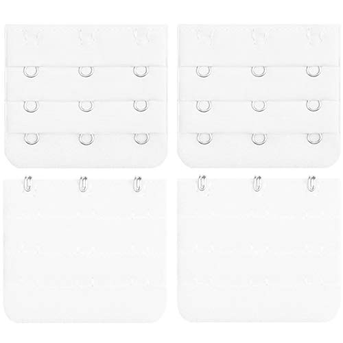 BEADNOVA Bra Extenders Back Clips 3 Hook Bra Strap Extender (4pcs White)
