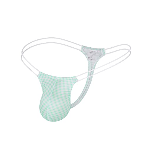 COMLIFE Men's Milk Silk Plaid Thong Underwear High Stretch Low Waist Panties3