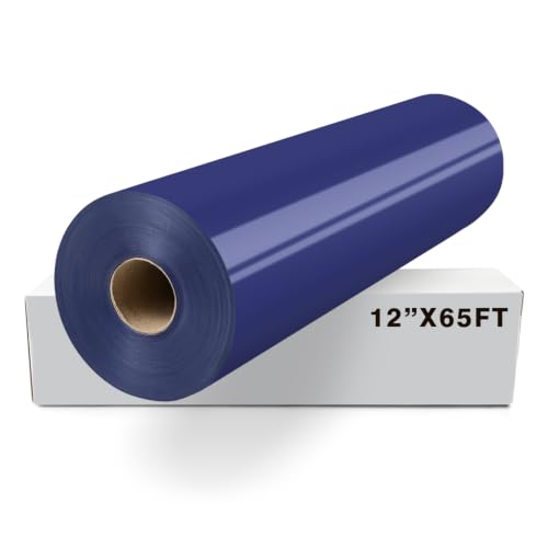 Image of FUNKAKA Heat Transfer Vinyl Rolls, 12 inch x 65ft Navy Blue Iron on Vinyl