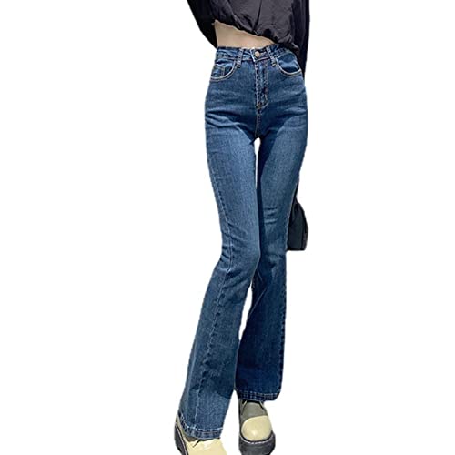 Women Vintage Stretch Flare Jeans High Waisted Skinny Bell Bottom Denim Pants Casual Slim Butt Lift Wide Leg Jean (Blue,X-Large)