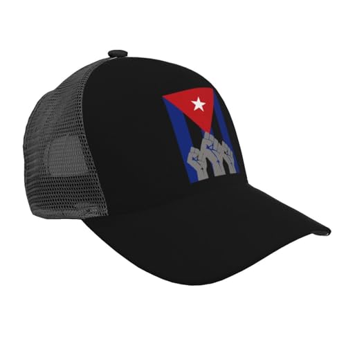 Cuba Revolution Fist Cuban Flag Mesh Baseball Cap - Classic Adjustable Peak Cap, Trucker Hat for Men & Women